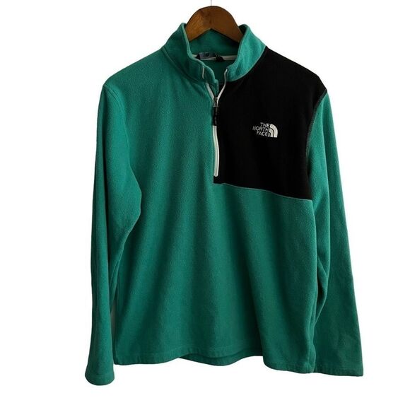 Women's The North Face Turquoise & Black Fleece 1/4 Zip Pullover Jacket - Picture 1 of 8